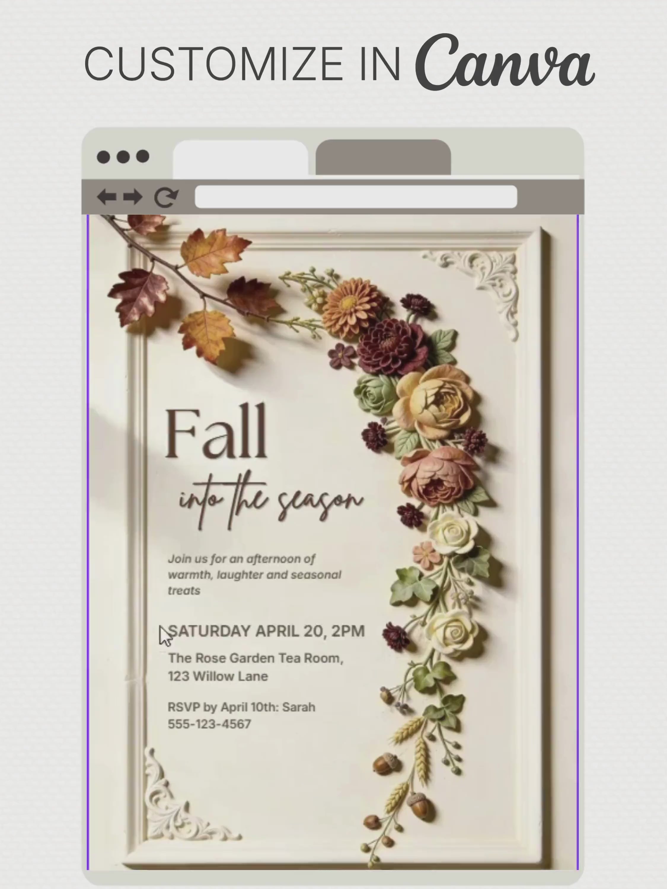 Fall Printable Invitation, Autumn Party Invite Template, Friendsgiving Card, Harvest Gathering, Editable Canva 5x7 Digital Download