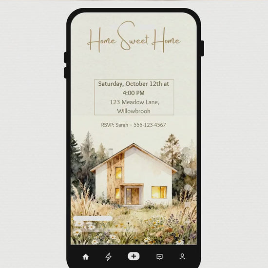 Animated Housewarming Invitation, Digital Evite (Instant Download Editable Canva Template) Warm Cozy Home Sweet New Home Party Video Invite