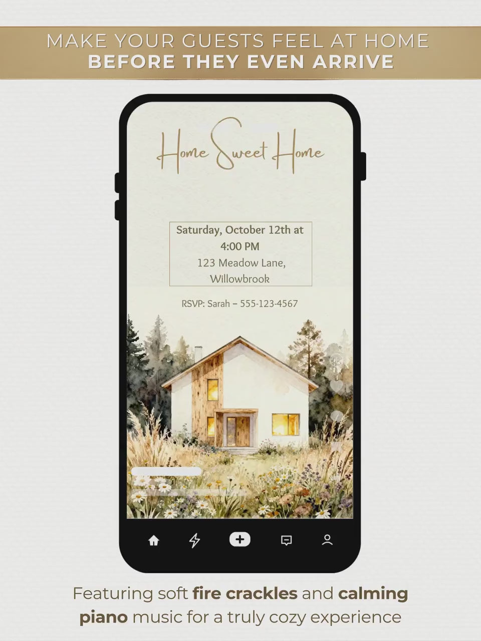 Animated Housewarming Invitation, Digital Evite (Instant Download Editable Canva Template) Warm Cozy Home Sweet New Home Party Video Invite