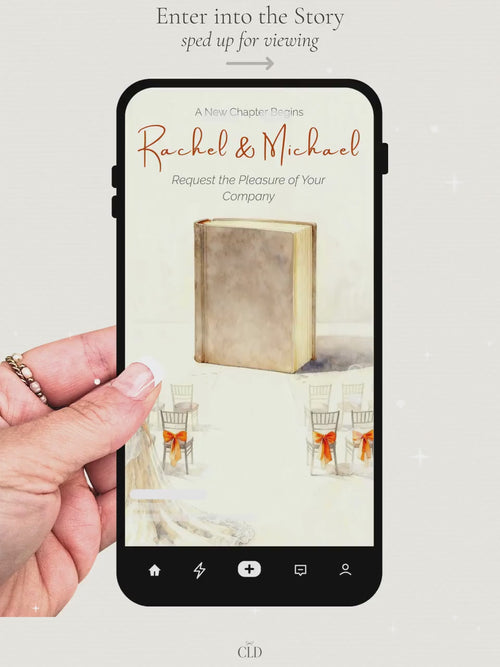 Animated Autumn Storybook Wedding Invitation, Fall Digital Video Invite with Details Page, Editable Canva Template, Romantic Book Evite