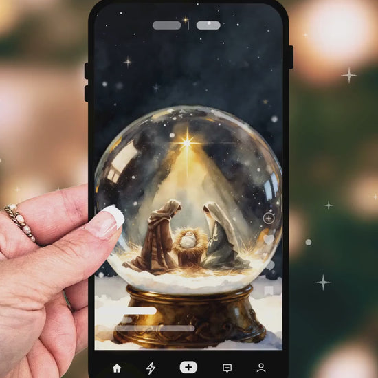 Animated Nativity Snow Globe Christmas Card - Religious Faith-Based Holiday Seasonal Greeting (Custom Instant Download Canva Template)