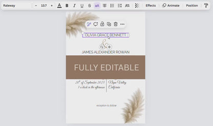 Modern Wedding Invitation Suite Canva Template – Minimalist Editable Bundle - RSVP, Menu, Welcome Sign, Seating Chart