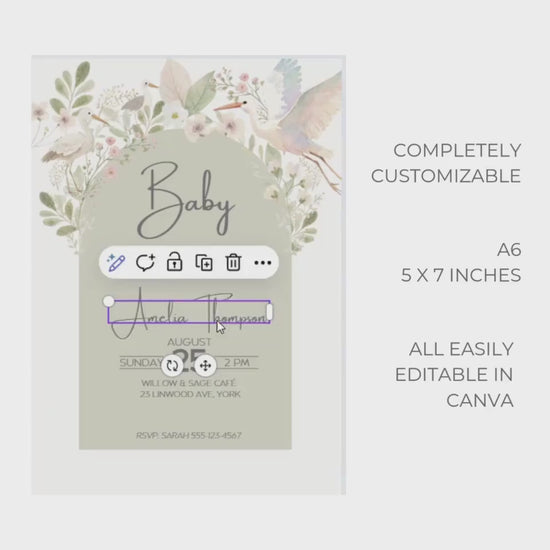Baby Shower Menu Design Template Digital Download Drink Sign for Party Drink Station Bar Decor Floral Design Canva Template Editable File