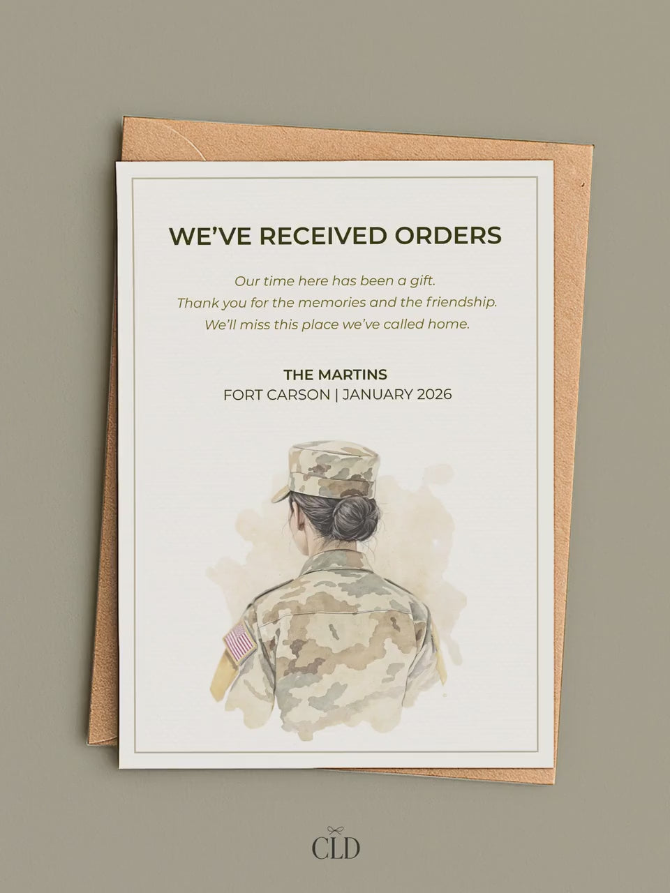 Military PCS Card - Moving Announcement - Custom Military Family Army Goodbye (Instant Download Editable Canva Template) New Orders Farewell