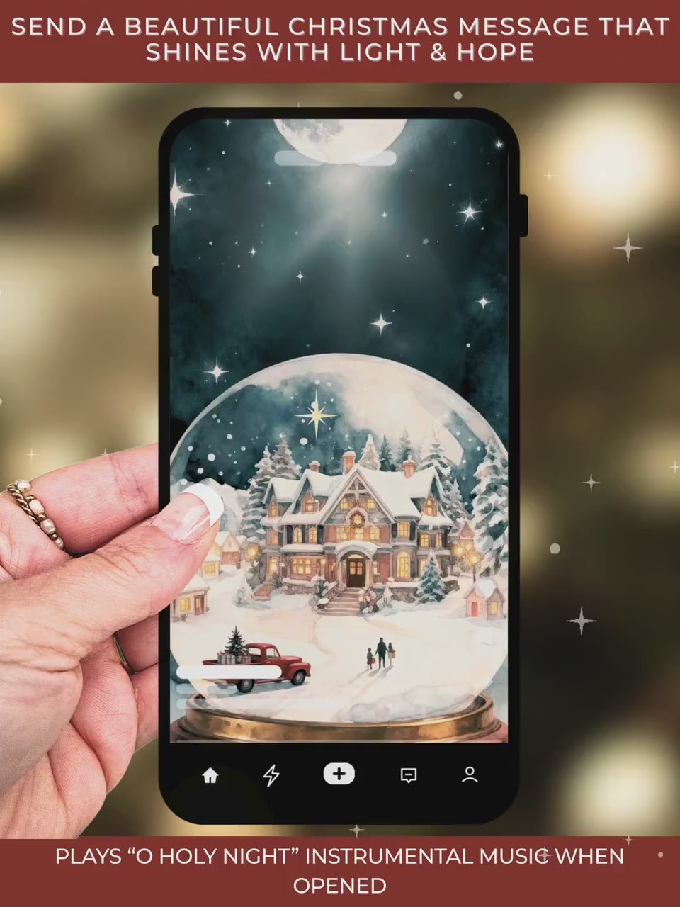 Animated Digital Christmas Snowglobe Card - Magical Digital Christian Custom Instant Download Canva Template