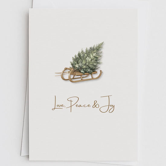 Editable Christmas Card with Newsletter - Modern Minimalist Tree Holiday Card Template, Canva Printable or Digital Family Greeting