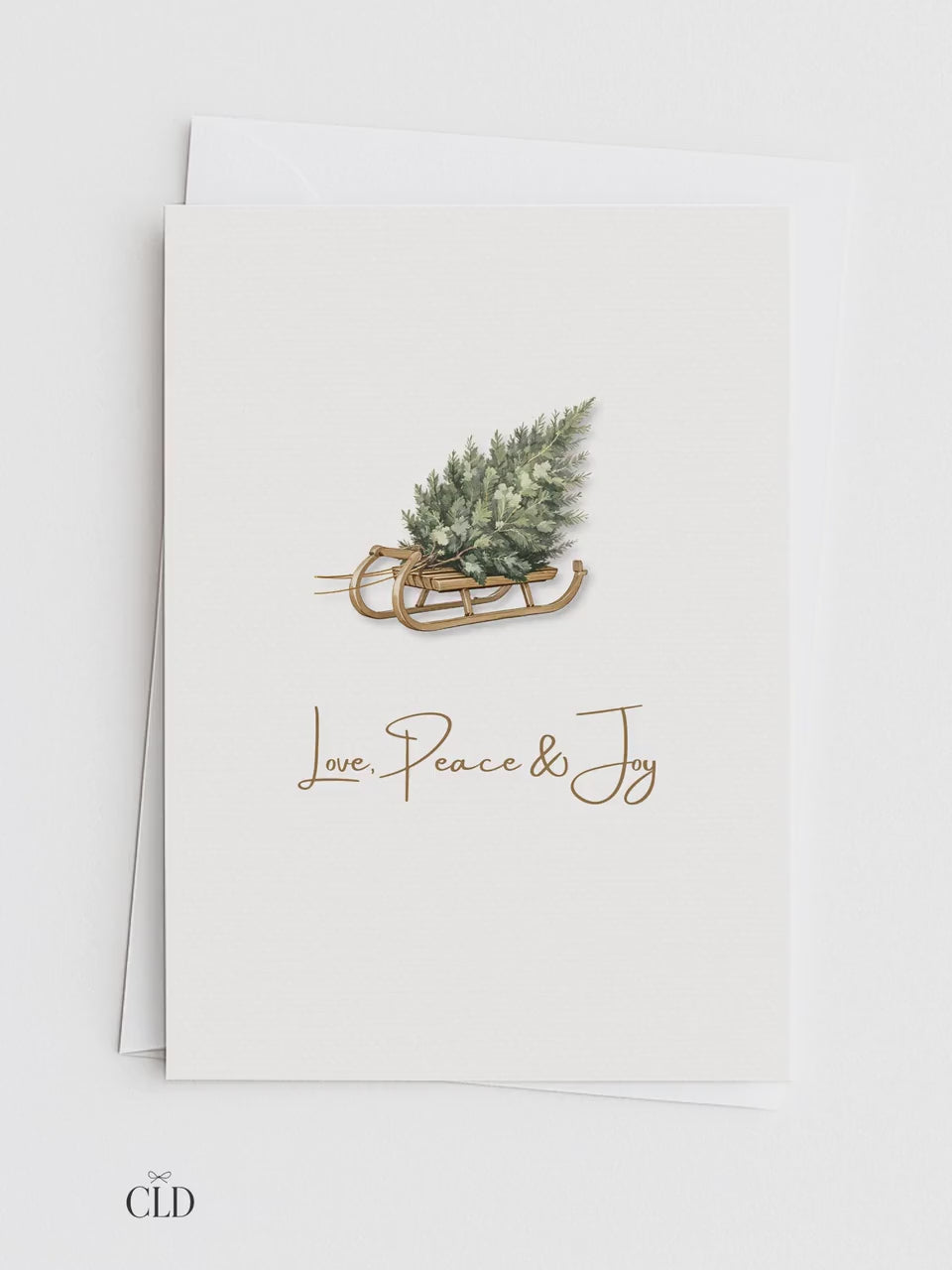 Editable Christmas Card with Newsletter - Modern Minimalist Tree Holiday Card Template, Canva Printable or Digital Family Greeting