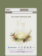 Editable Christian Holiday Christmas Card-Let Earth Receive Her King Golden Crown (Religious Printable Canva Template Digital Download)