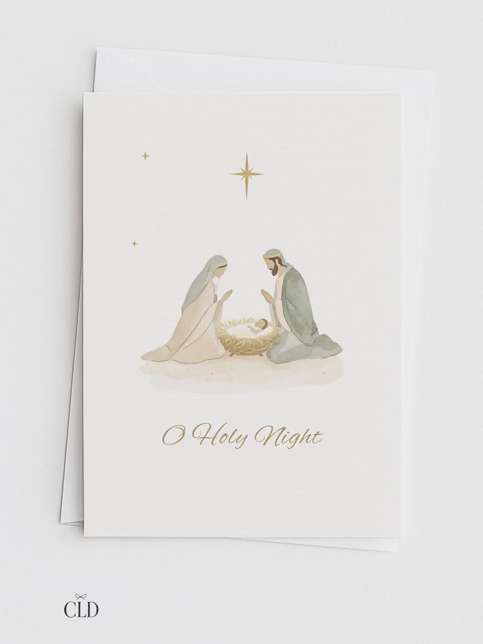 Editable Christian Christmas Card with Newsletter - O Holy Night Nativity Canva Template, Printable or Digital Holiday Greeting