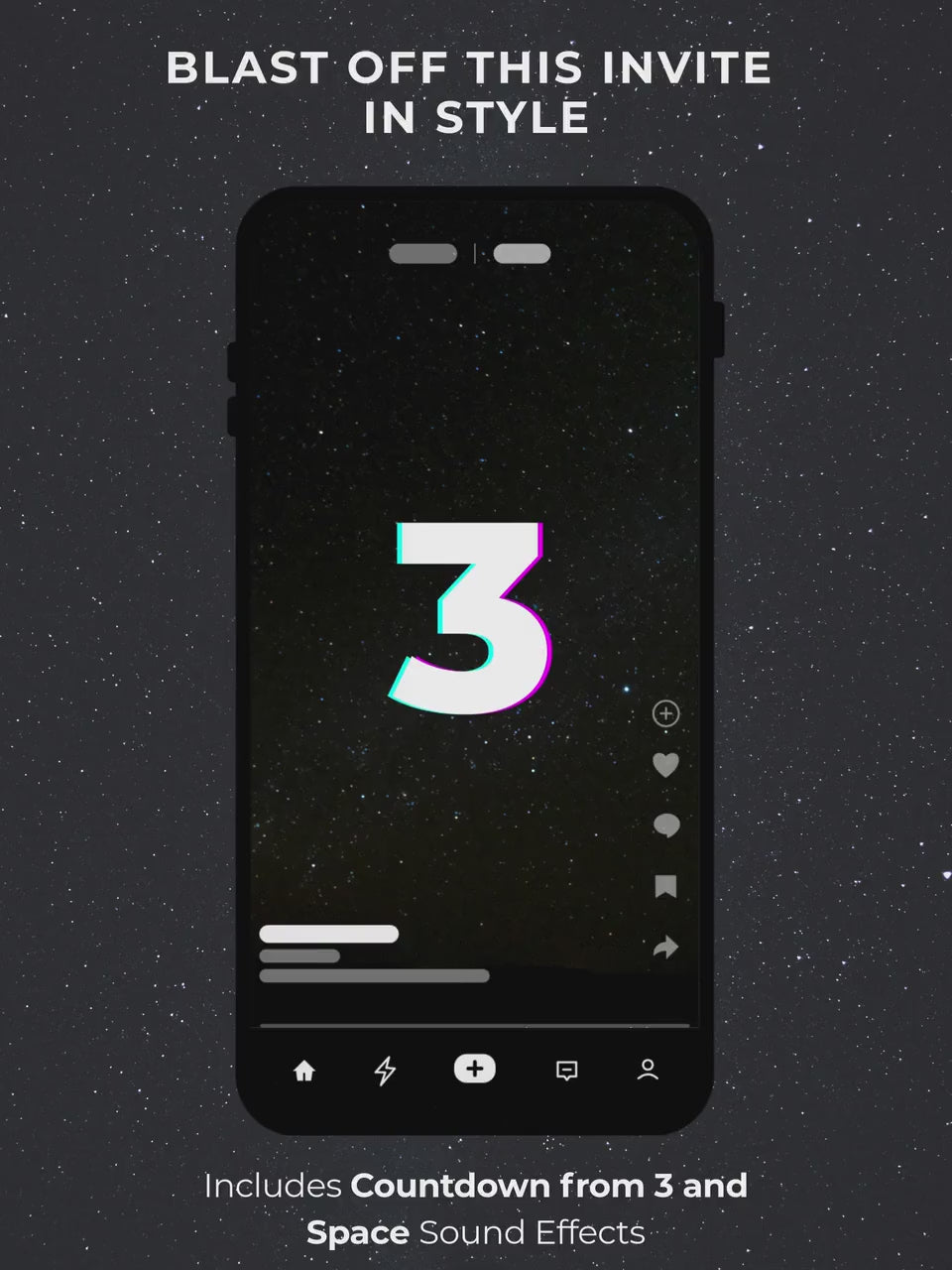 Animated Space 3rd Birthday Invitation - Rocket Ship Digital Evite Kid Birthday Party Video Invite Whatsapp(Instant Download Canva Template)