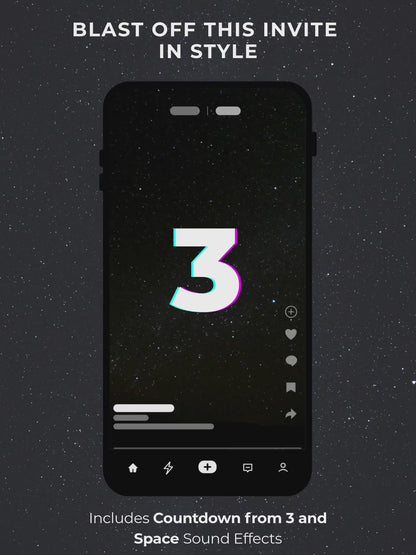 Animated Space 3rd Birthday Invitation - Rocket Ship Digital Evite Kid Birthday Party Video Invite Whatsapp(Instant Download Canva Template)