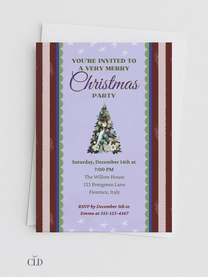Maximalist Christmas Party Invitation - Bold Retro Holiday Invite (Instant Download Editable Canva Template) Printable & Digital Evite
